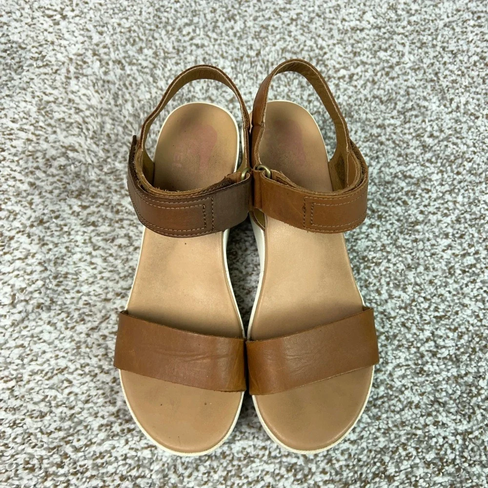 Sorel Sandals Women Size 9 Brown Casual Cameron Leather Wedge Casual Work Shoe